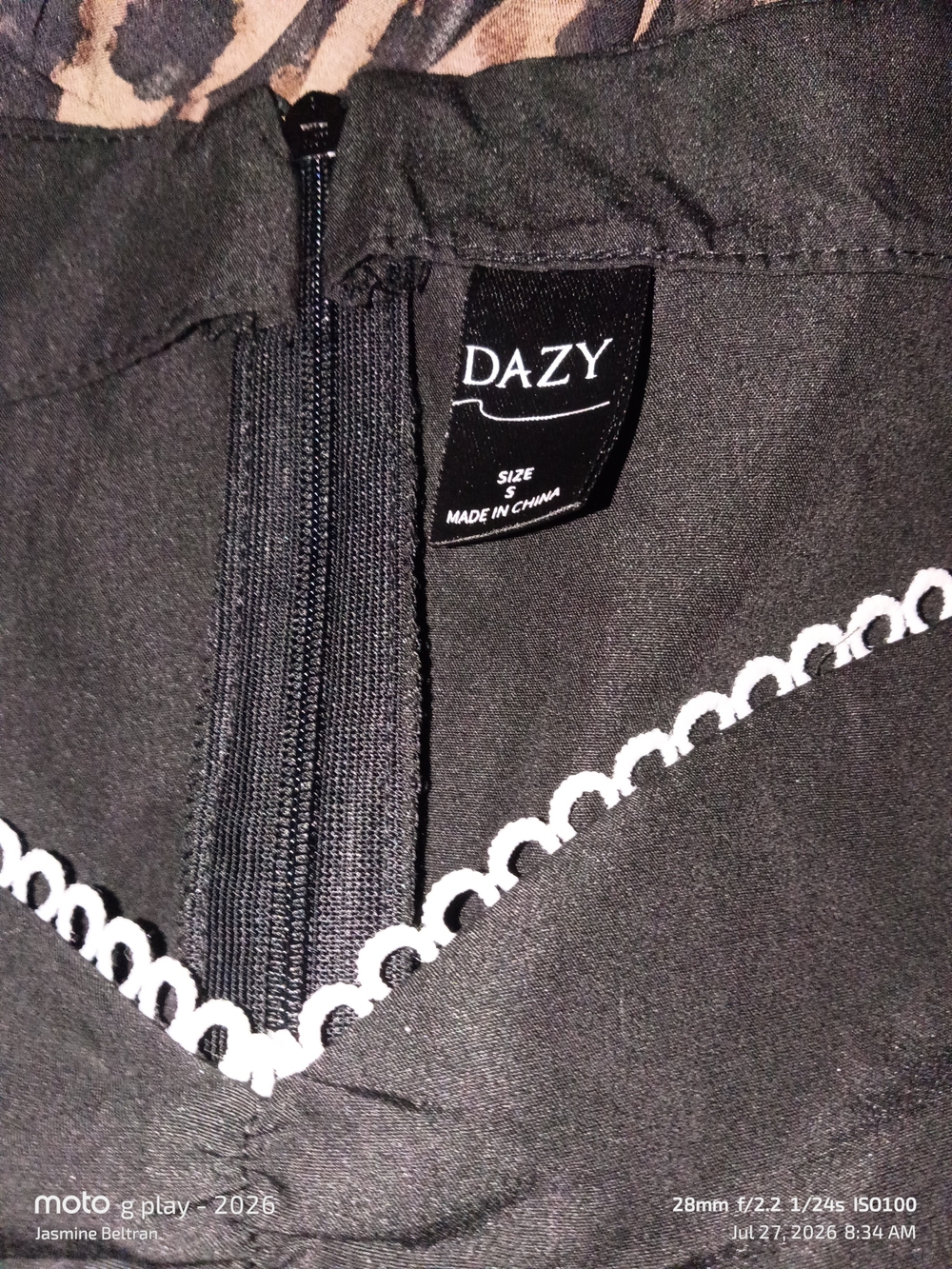 DAZY Black Crop Top with White Trim - Women's